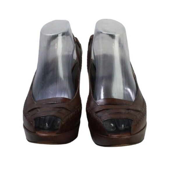 Frye Brown Leather Slip On Sling Back Open Toe Heeled Sandals Size 9.5 B - Picture 4 of 9